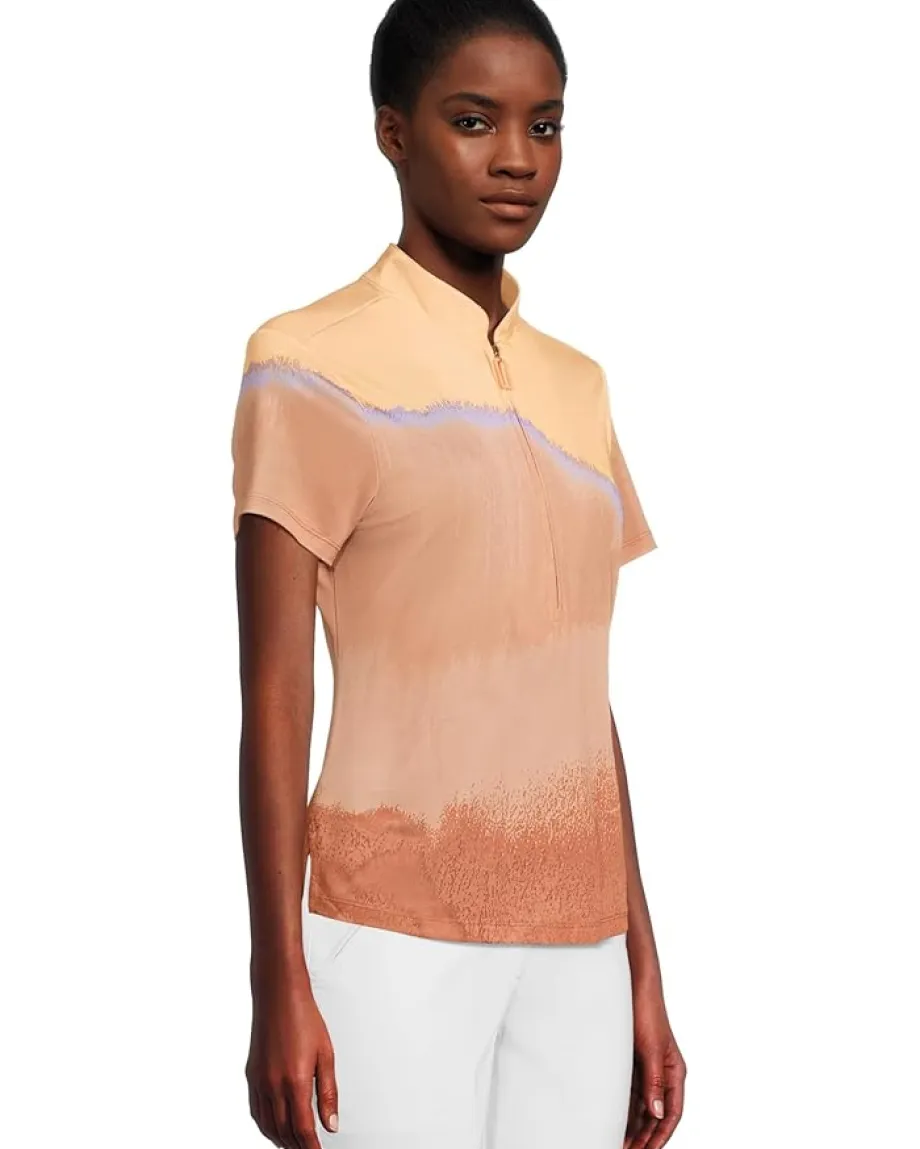 Jamie Sadock Landscape Print Short Sleeve Polo Ginger Outlet