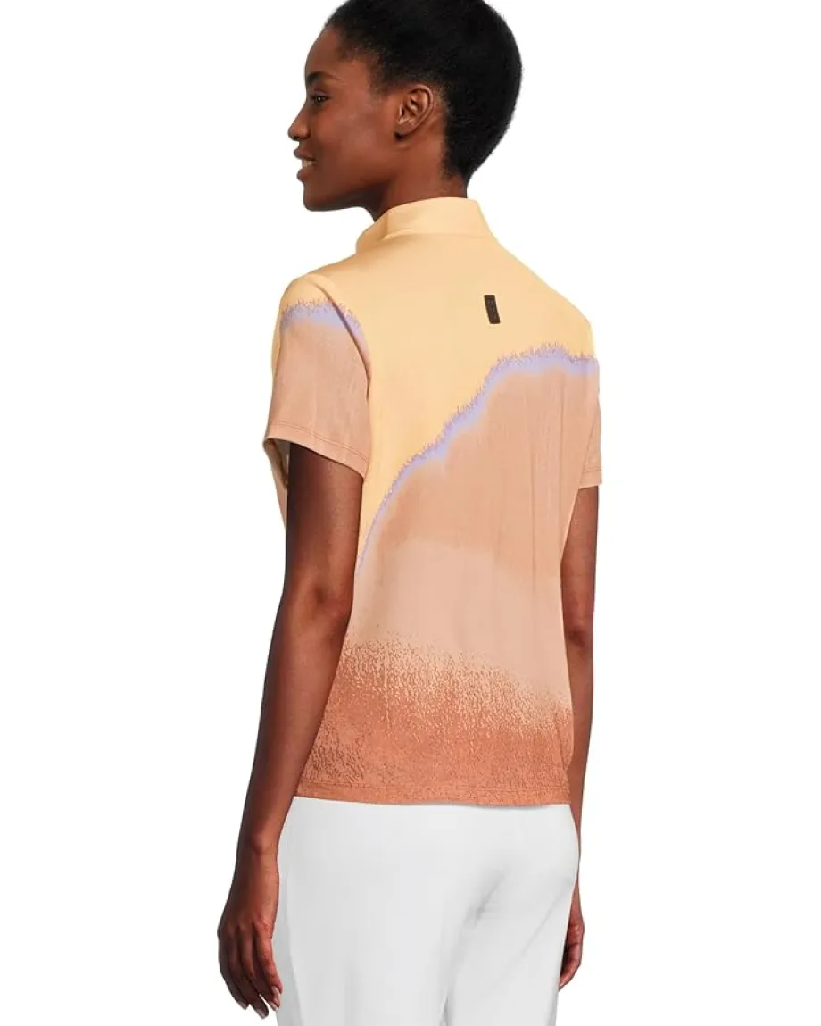 Jamie Sadock Landscape Print Short Sleeve Polo Ginger Outlet