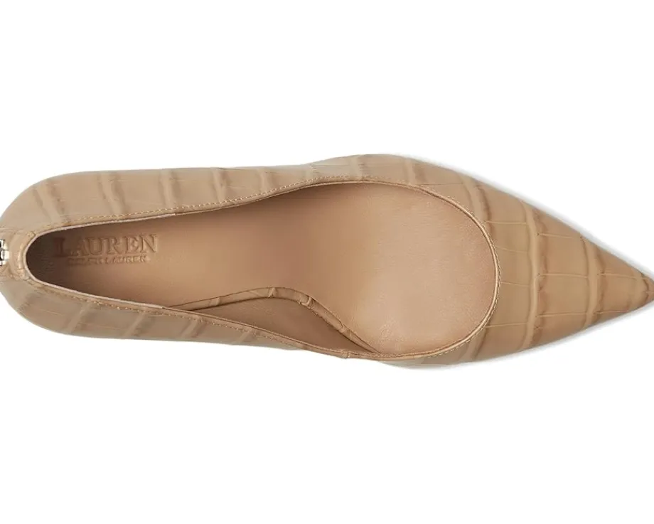 Women Lauren Ralph Lauren Lanette Crocodile Embossed Leather Pumps