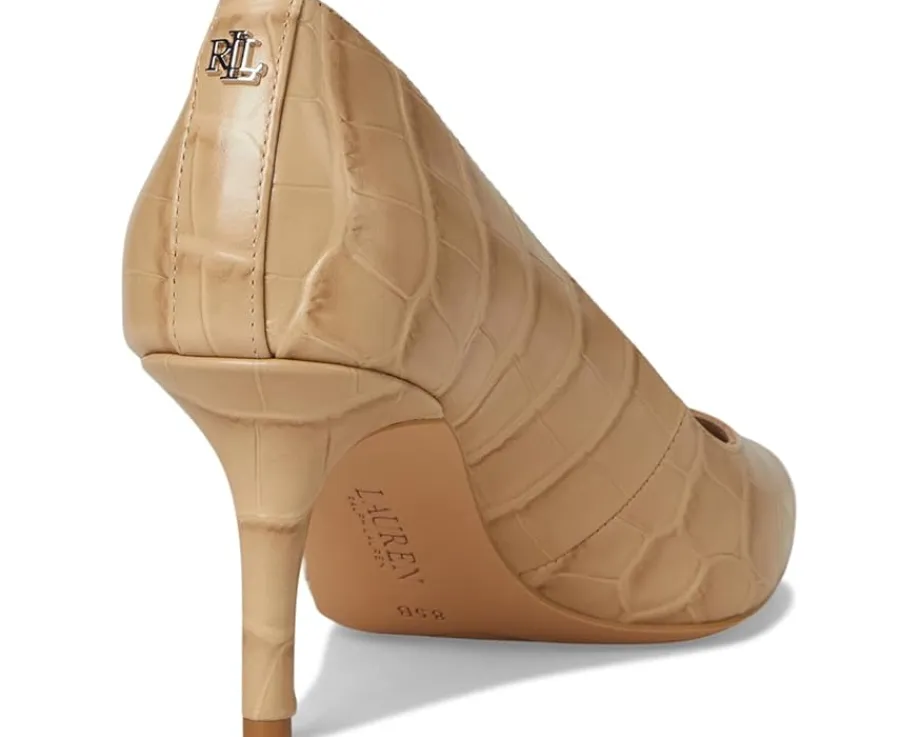 Women Lauren Ralph Lauren Lanette Crocodile Embossed Leather Pumps