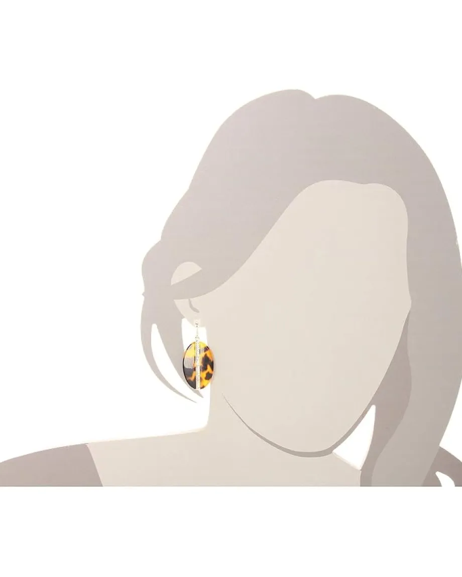 Lauren Ralph Lauren Large Oval Tortoise Disc Earrings w/Center Pave Tortoise/Gold/Crystal