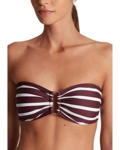 Lauren Ralph Lauren Largo Stripe Ring Bandeau Top Claret Discount