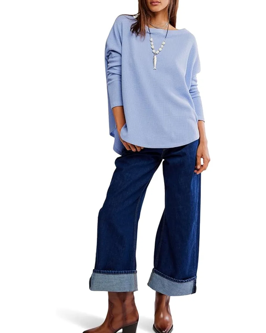 Women Free People Latte Blues Thermal Solid