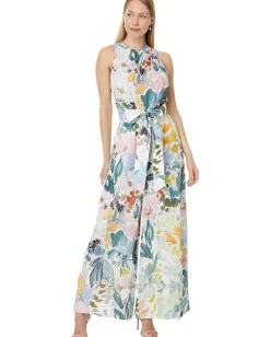 Ted Baker Laylas Printed Halterneck Jumpsuit Ivory Outlet