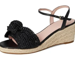 Kate Spade New York Leandra Raffia Espadrille Wedge Sandal Black Clearance