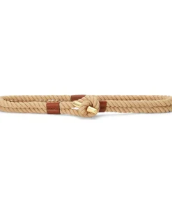 Lauren Ralph Lauren Leather-Trim Rope Toggle Skinny Belt Natural/Lauren Tan Outlet