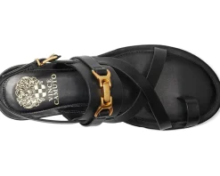 Women Vince Camuto Lenni Banded Buckle Flat Sandals