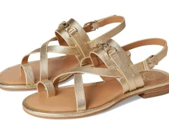 Vince Camuto Lenni Banded Buckle Flat Sandals Egyptian Gold Hot
