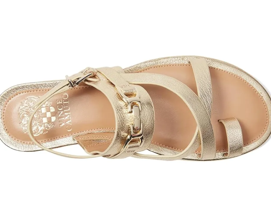 Vince Camuto Lenni Banded Buckle Flat Sandals Egyptian Gold Hot