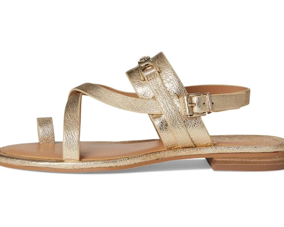 Vince Camuto Lenni Banded Buckle Flat Sandals Egyptian Gold Hot