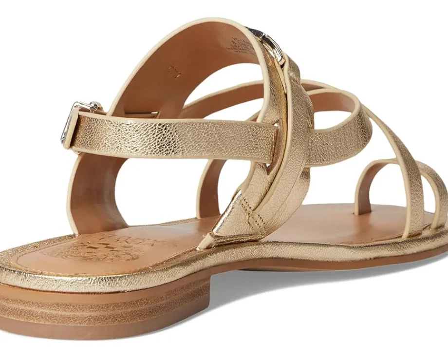 Vince Camuto Lenni Banded Buckle Flat Sandals Egyptian Gold Hot