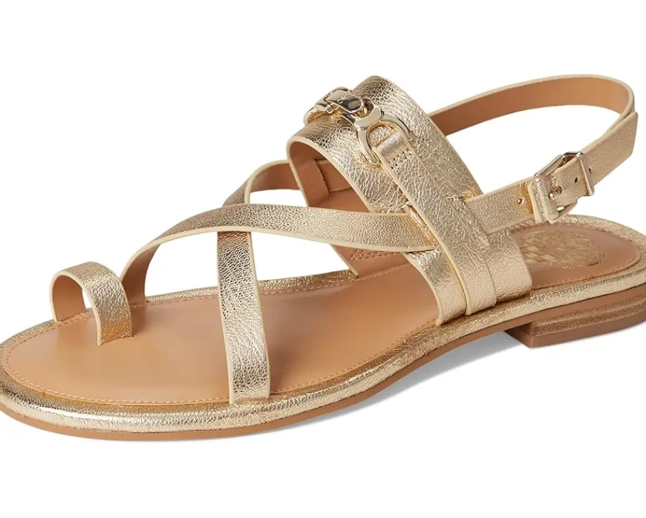 Vince Camuto Lenni Banded Buckle Flat Sandals Egyptian Gold Hot