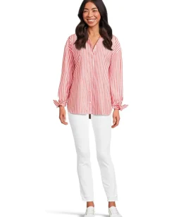 Lilly Pulitzer Lesia Relaxed Button-Down Rococo Red Cabana Stripe Outlet