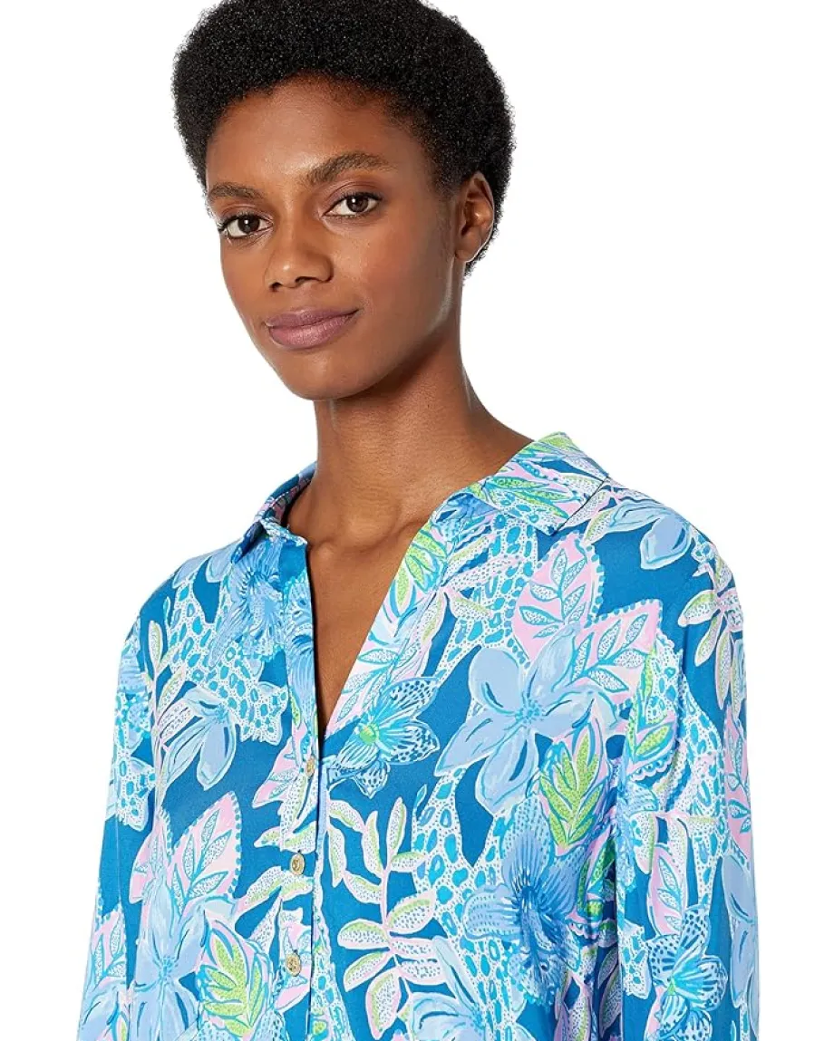 Lilly Pulitzer Lillith Tunic Macaw Blue Tall Me About It Sale