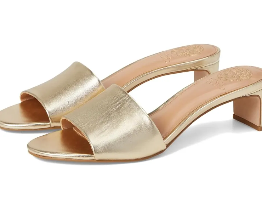 Vince Camuto Linanna Heeled Slide Sandals Egyptian Gold