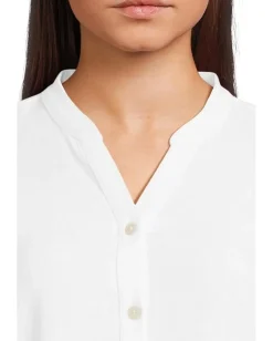 Barefoot Dreams Linen Blend Blouse White Clearance