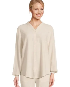 Women Barefoot Dreams Linen Blend Blouse
