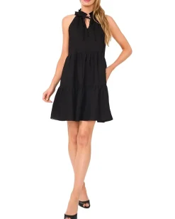 CeCe Linen Sun Dress With Buttons Rich Black Outlet