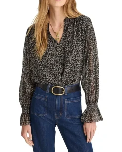 Madewell Lizzy Top - Sheer Poly Ggt Jet Black Clearance