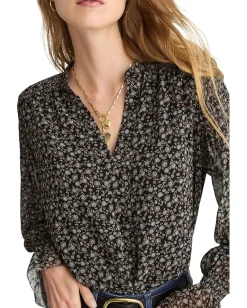 Madewell Lizzy Top - Sheer Poly Ggt Jet Black Clearance