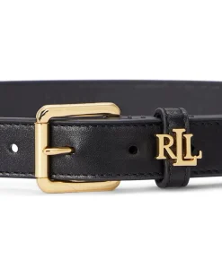 Women Lauren Ralph Lauren Logo-Keeper Leather Skinny Belt