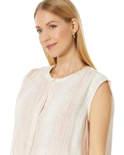 Splendid Lola Sleeveless Button-Up Top Rouge Stripe