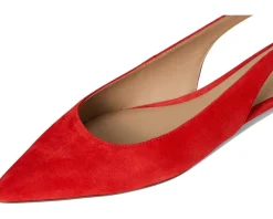 Lauren Ralph Lauren Londyn Suede Slingback Flat Bright Vermilion Clearance