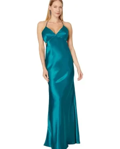 Betsy & Adam Long Charmous Spagetti Strap Tie Back Social Mallrd New