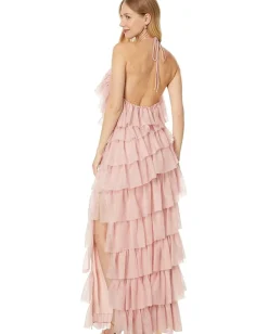 Betsy & Adam Long Mesh Multi Tier Tie Neck Blush Best