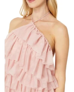 Betsy & Adam Long Mesh Multi Tier Tie Neck Blush Best