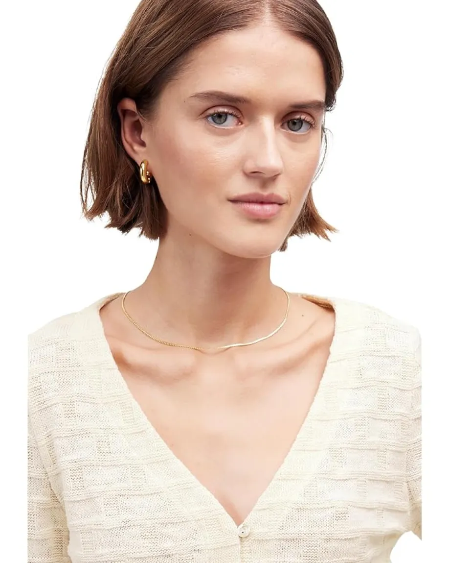 Madewell Long Sleeve Basketweave Sweater Hole Antique Cream