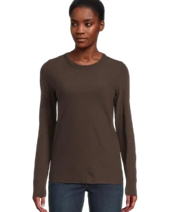 Women Lilla P Long Sleeve Bias Crew Neck