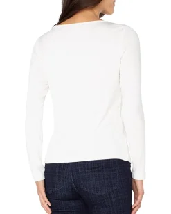 Liverpool Los Angeles Long Sleeve Boat Neck Knit Top Washed Cream New