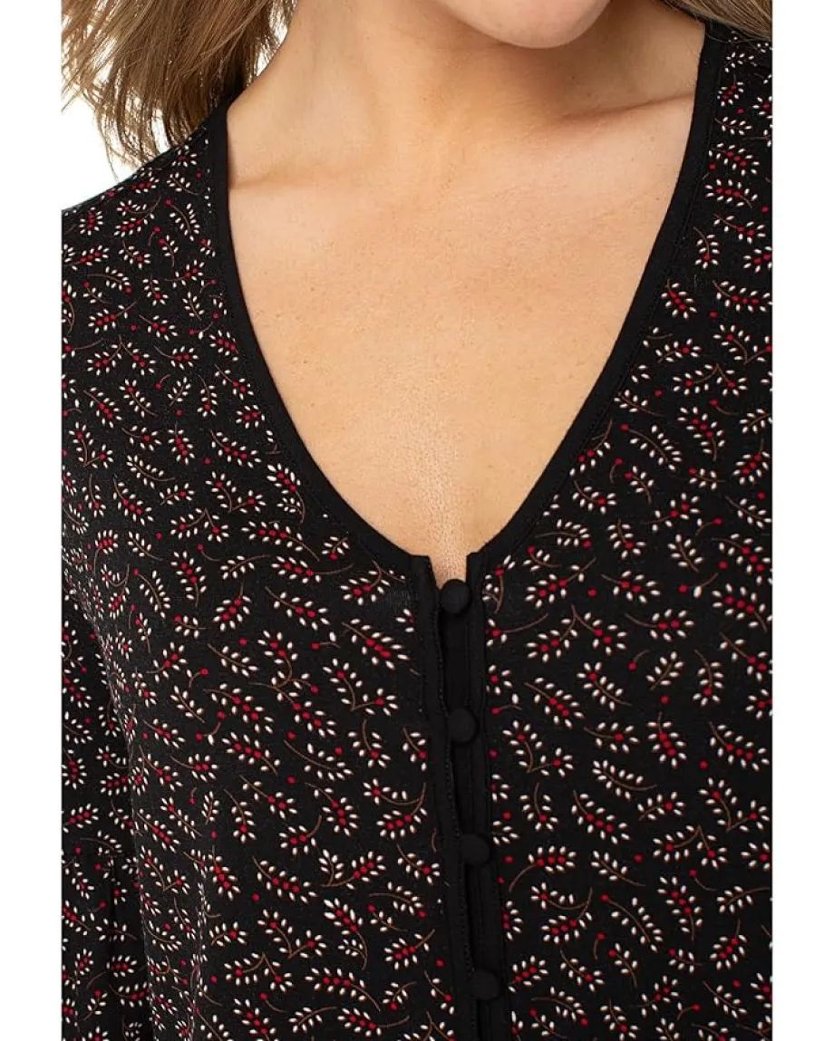 Women Liverpool Los Angeles Long Sleeve Button Front Knit Top