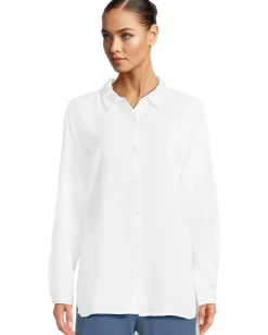 Mod-o-doc Long Sleeve Button Up Tunic White