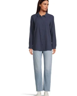 Mod-o-doc Long Sleeve Button-Up Shirt Vibrant Navy Outlet