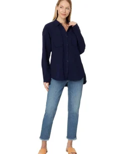 Mod-o-doc Long Sleeve Button-Up Shirt Navy Licorice Outlet