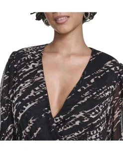 Calvin Klein Long Sleeve Chiffon Shirtdress Black Multi Online