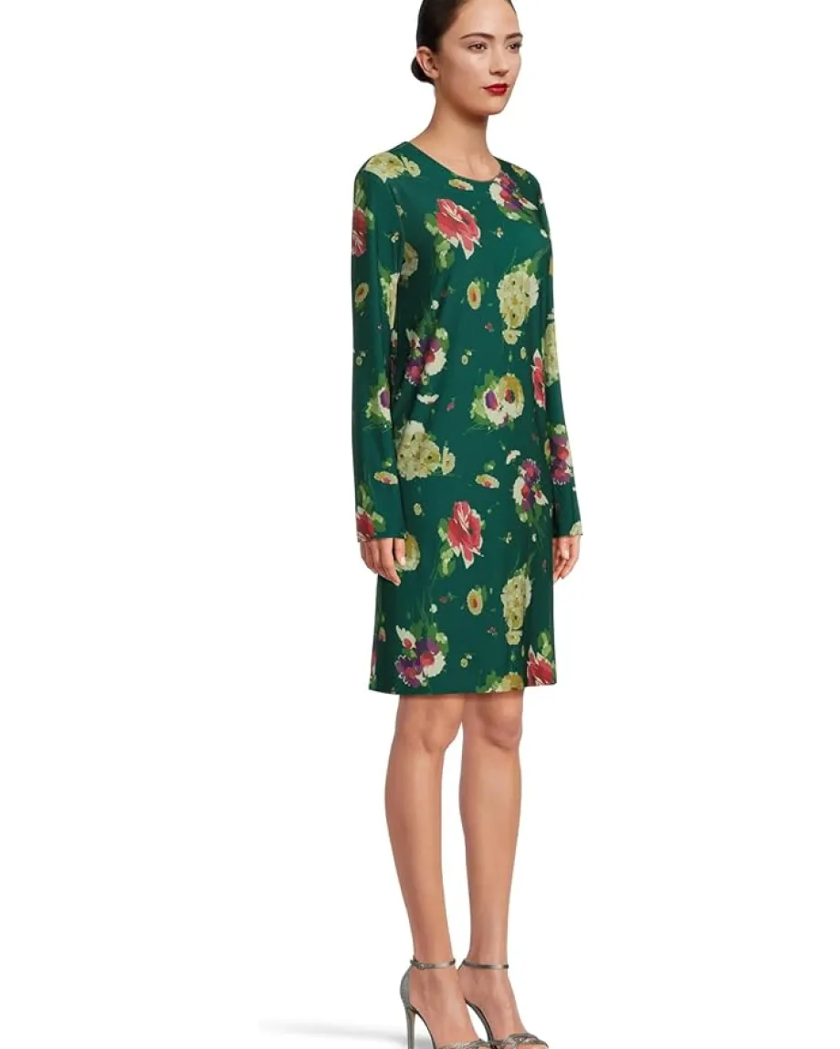 Women Norma Kamali Long Sleeve Crew Dress To Knee