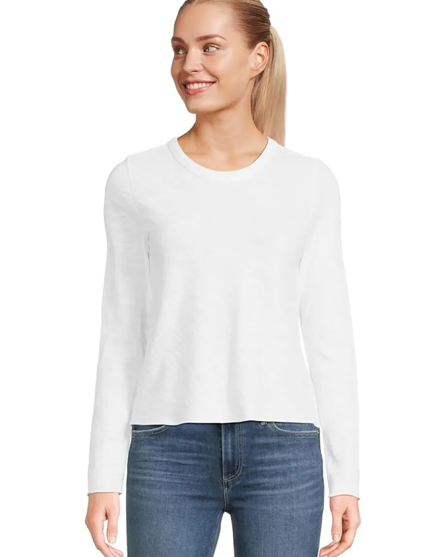 Lilla P Long Sleeve Cropped Tee White New
