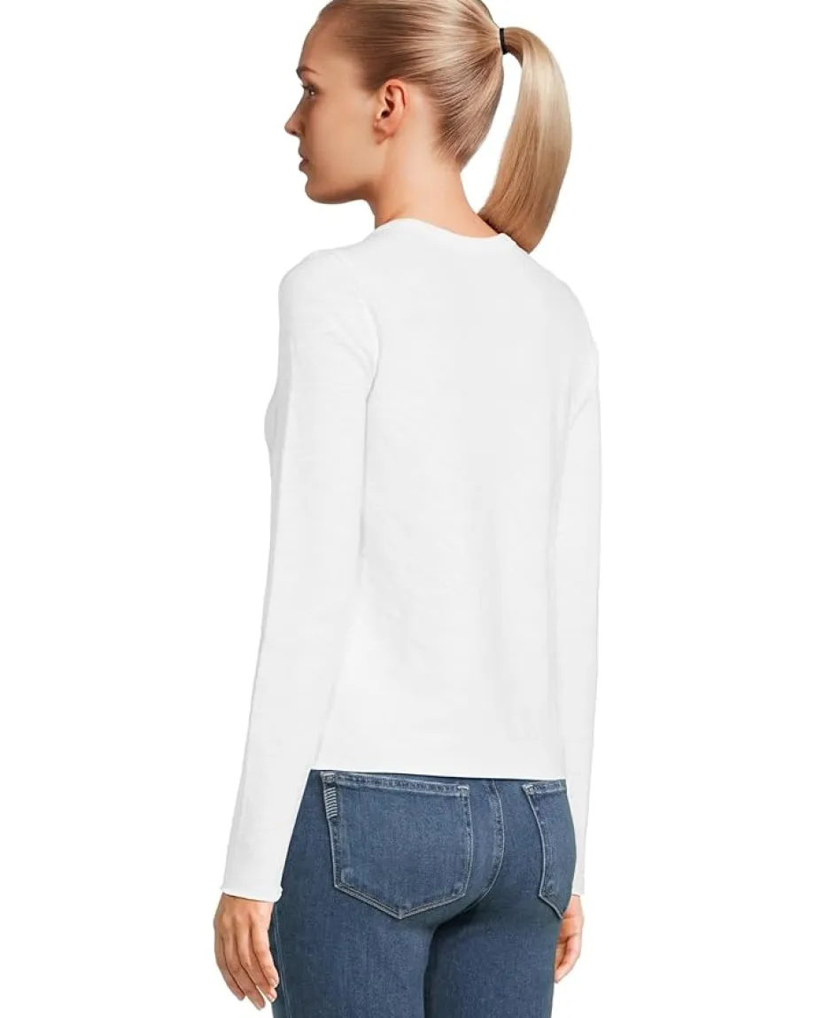 Lilla P Long Sleeve Cropped Tee White New
