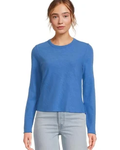 Lilla P Long Sleeve Cropped Tee Lapis Clearance