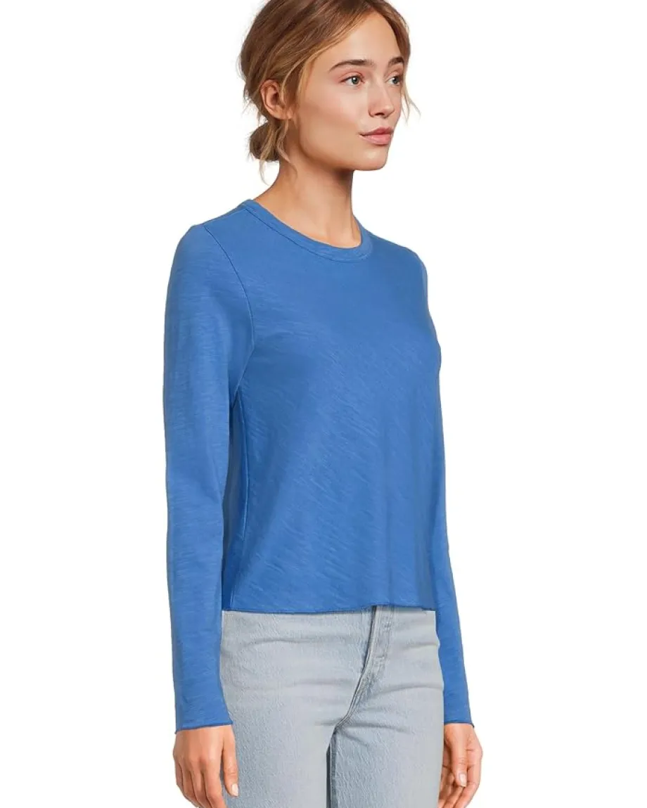 Lilla P Long Sleeve Cropped Tee Lapis Clearance