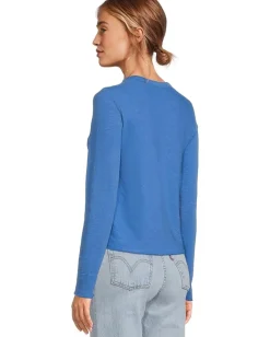 Lilla P Long Sleeve Cropped Tee Lapis Clearance
