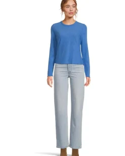 Lilla P Long Sleeve Cropped Tee Lapis Clearance