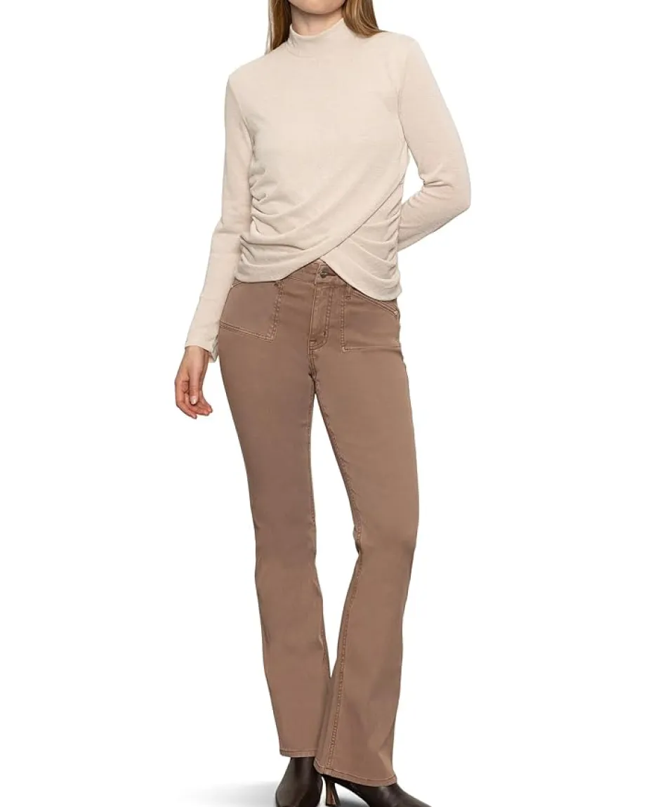 Sanctuary Long Sleeve Draped Mock Neck Mother Of Pearl Clearance