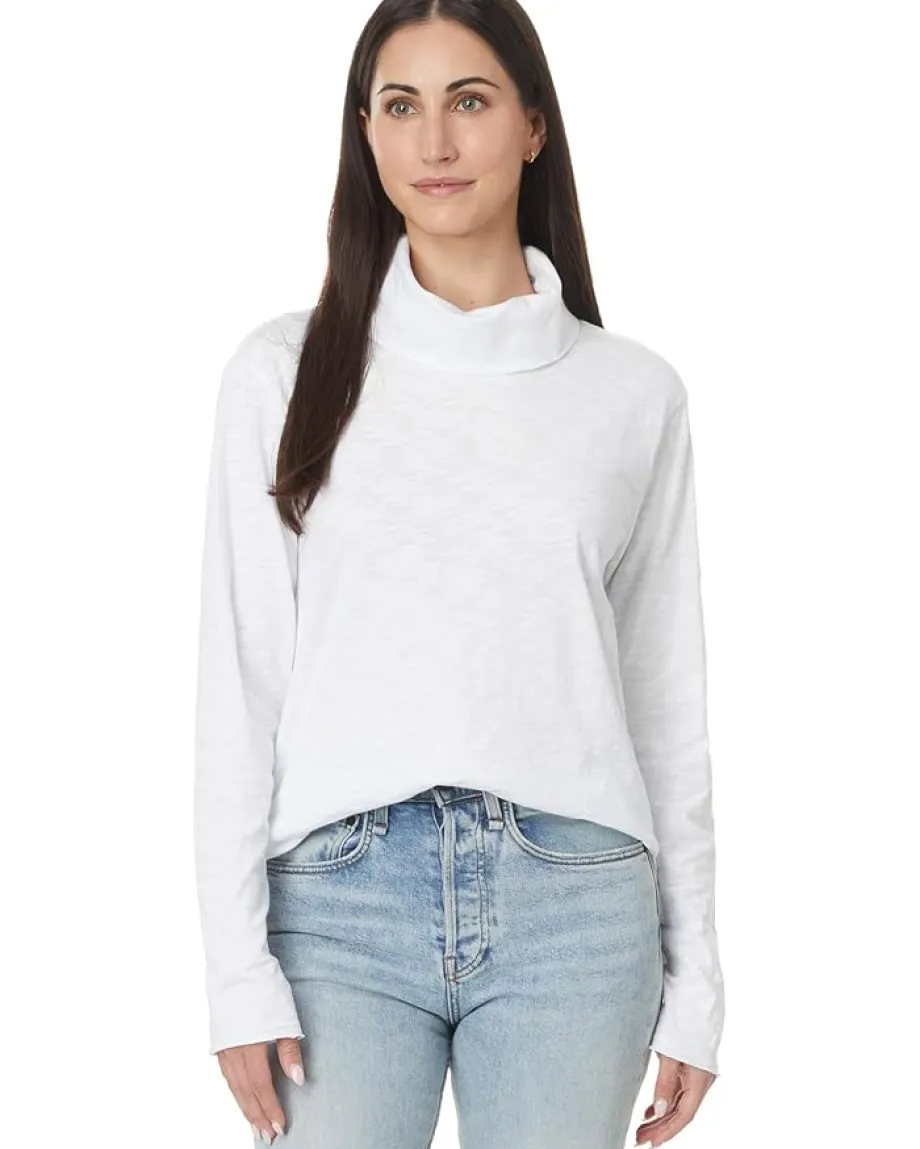 Women Mod-o-doc Long Sleeve Draped Turtle Neck Top