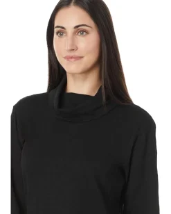 Mod-o-doc Long Sleeve Draped Turtle Neck Top Black Best