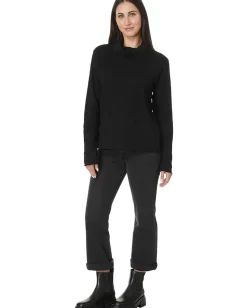 Mod-o-doc Long Sleeve Draped Turtle Neck Top Black Best