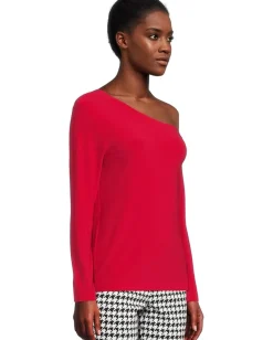 Women Norma Kamali Long Sleeve Drop Shoulder Top